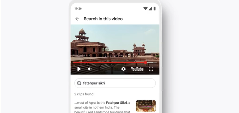 Google جستجوی متنی را برای بخش‌ها در کلیپ‌های YouTube آزمایش می‌کند