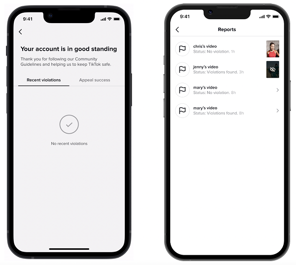 وضعیت حساب TikTok