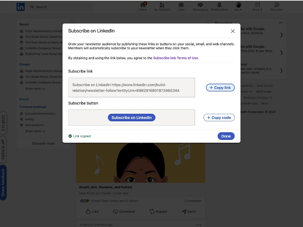 ارتقاء خبرنامه لینکدین
