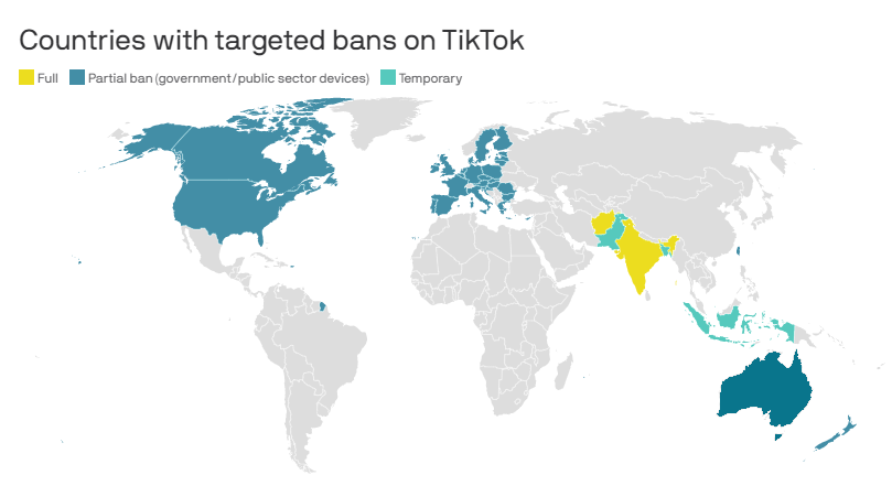 TikTok بر اساس منطقه ممنوع می شود