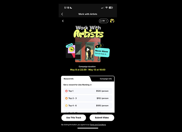 TikTok در حال آزمایش یک فرآیند جدید برای کمک به موسیقی‌دانان برای به حداکثر رساندن نوردهی در برنامه است