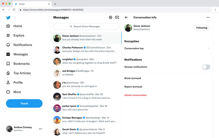DM های رمزگذاری شده توییتر