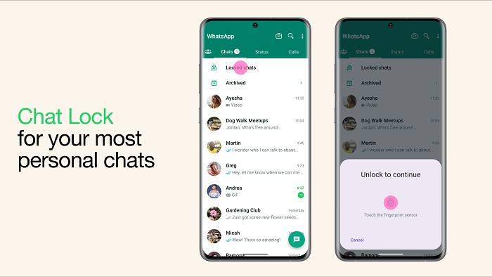 واتس اپ «قفل چت» را برای حفظ حریم خصوصی درون برنامه اضافه می کند
