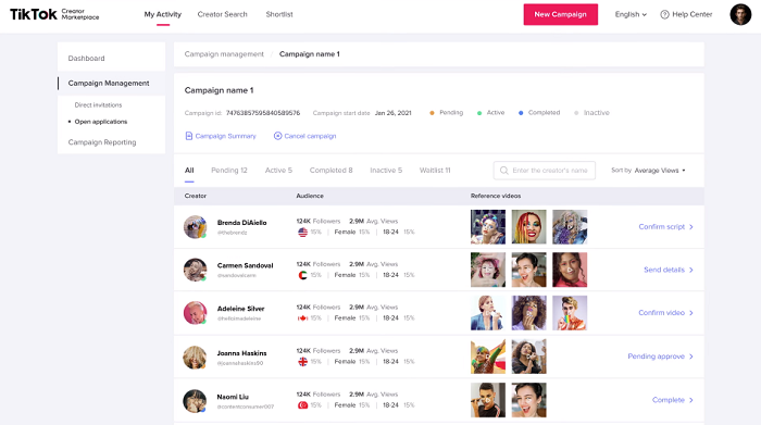 برنامه های TikTok باز می شود