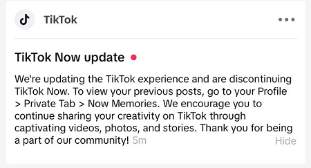 TikTok Now به روز رسانی